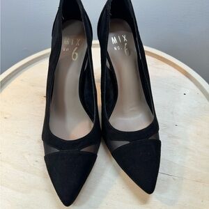 Suede Like With Sheer Panels Pointy 3” High Heel shoes Size 6m